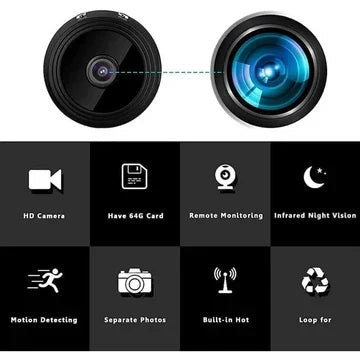 Bezprzewodowa mini kamera HD do monitoringu domu - widok z boku