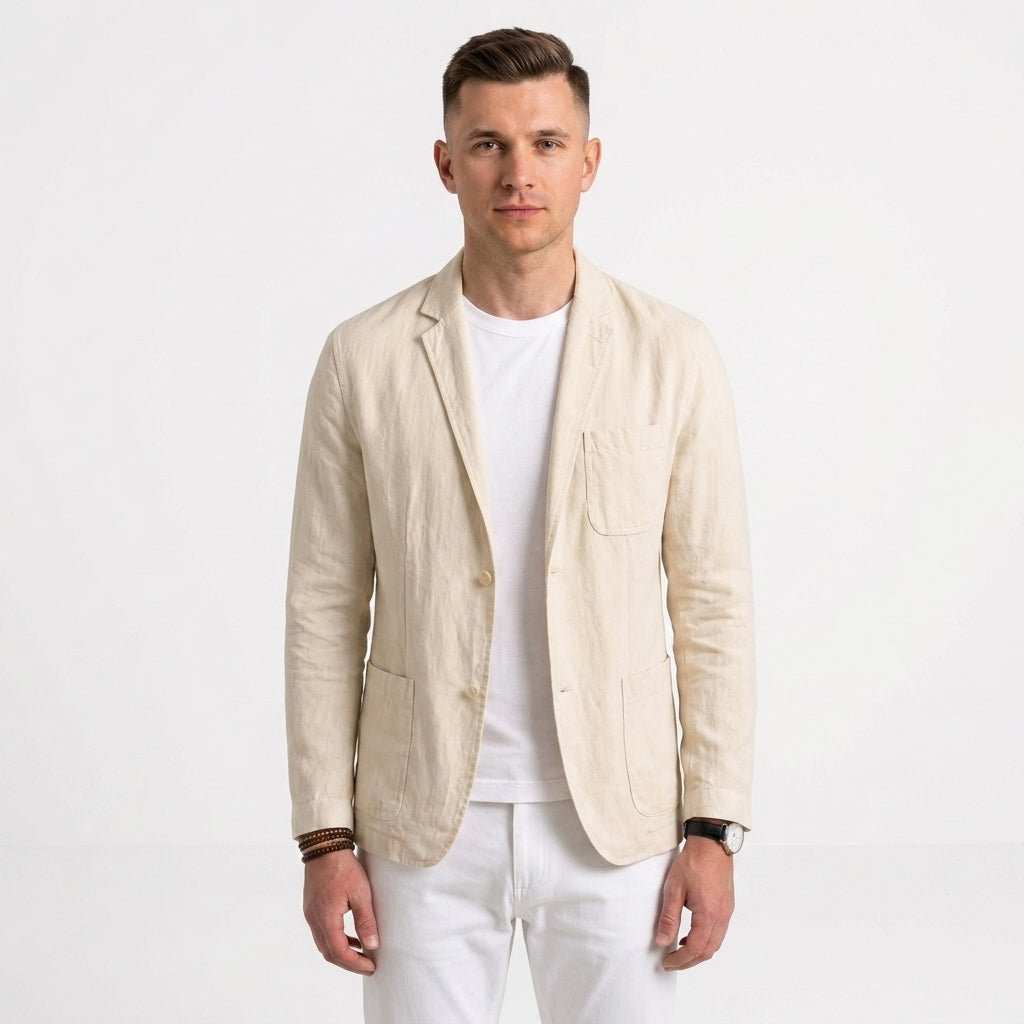 Męska elegancka marynarka o swobodnym kroju w stylu casual idealna na lato