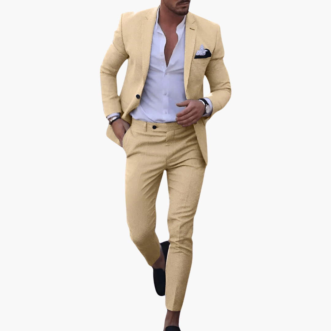 Stylowe spodnie od garnituru męskiego slim fit w całości