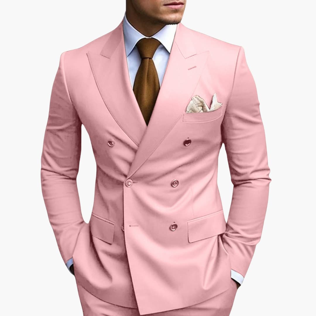 Męski dwurzędowy garnitur elegancki, mankiet i rękaw