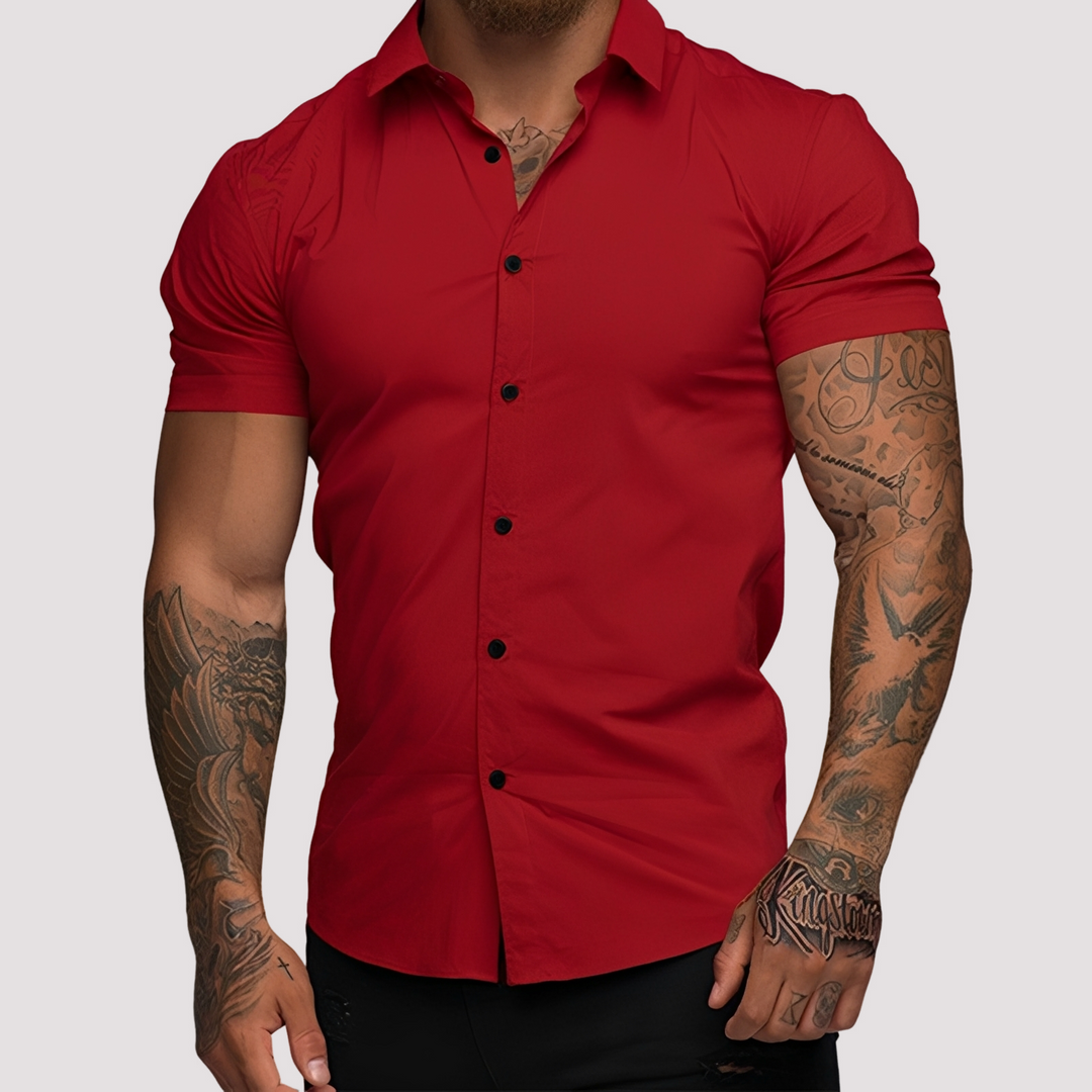 Męska koszula slim-fit z krótkim rękawem w eleganckim stylu