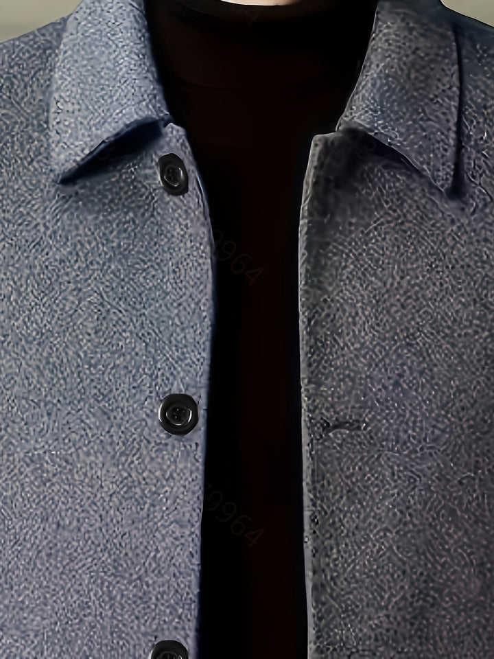 Stylowy płaszcz męski slim fit w kolorze czarnym z kołnierzem