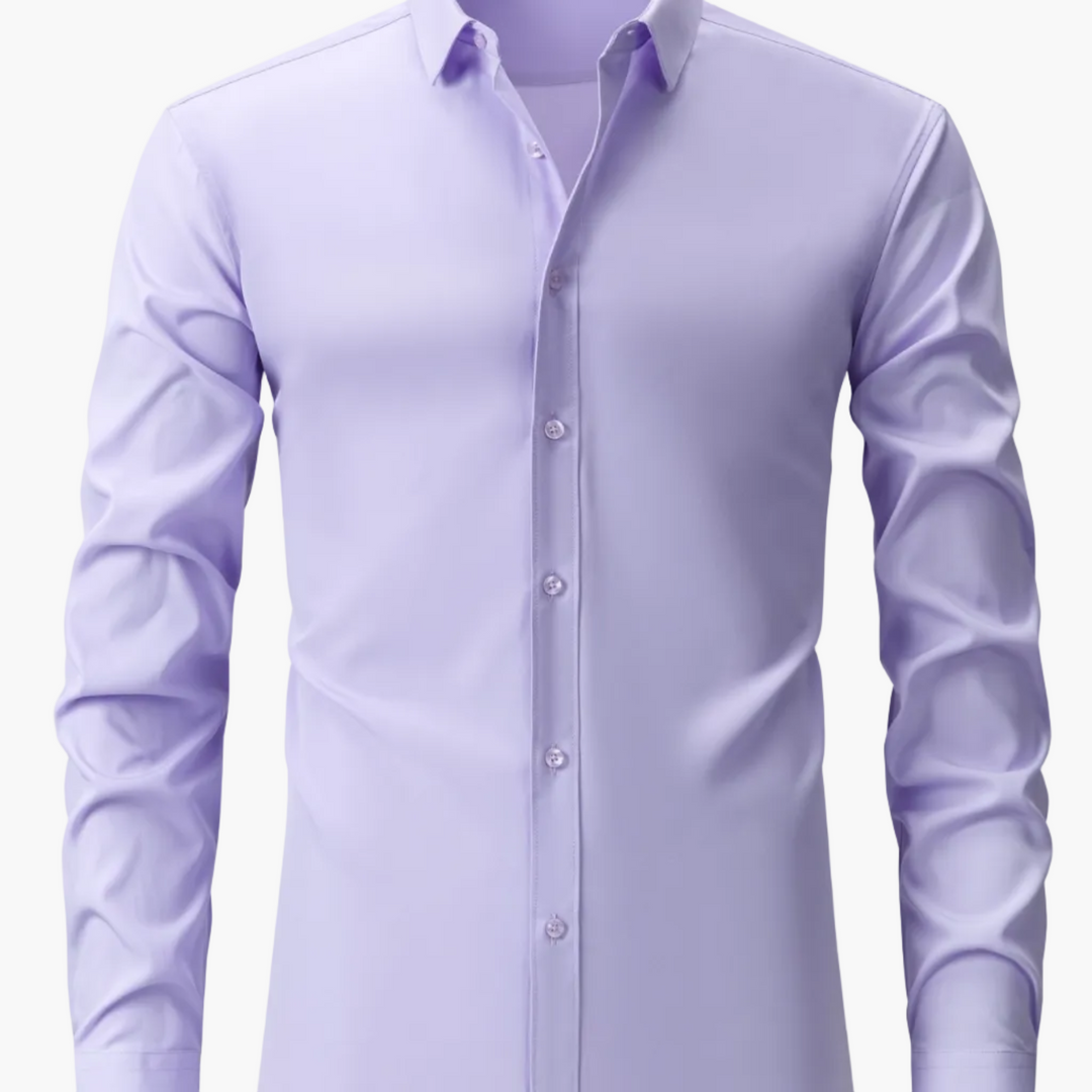 Detal wykończenia szwów w męskiej koszuli wizytowej slim fit