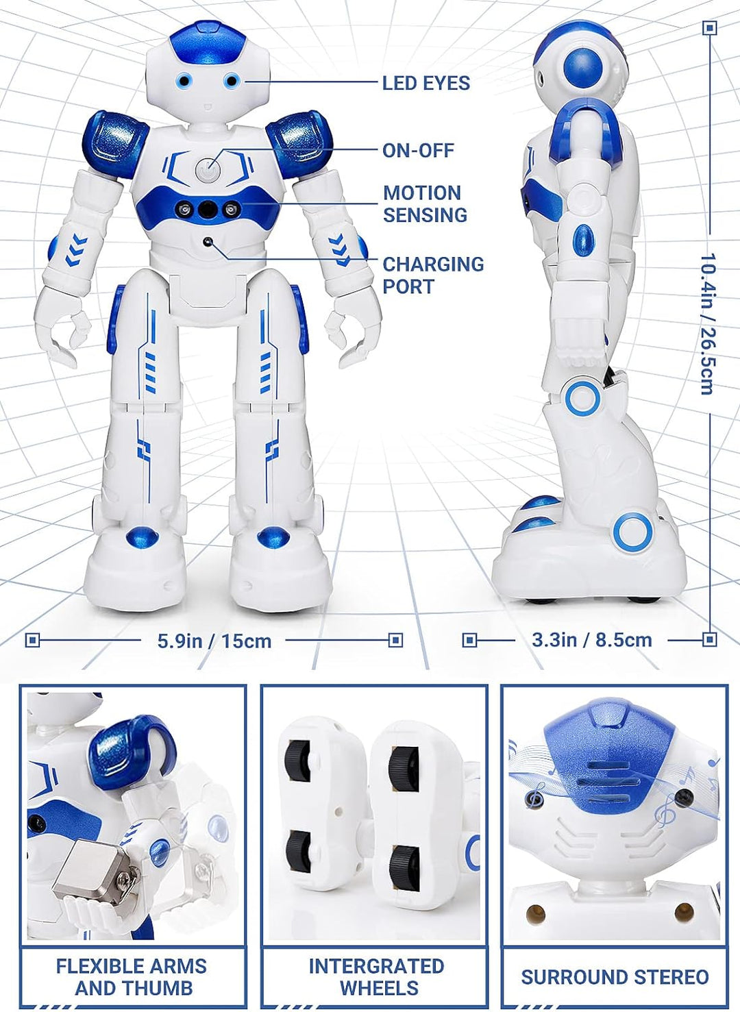 Interaktywny robot dla dzieci z efektami LED i ruchomymi rękami