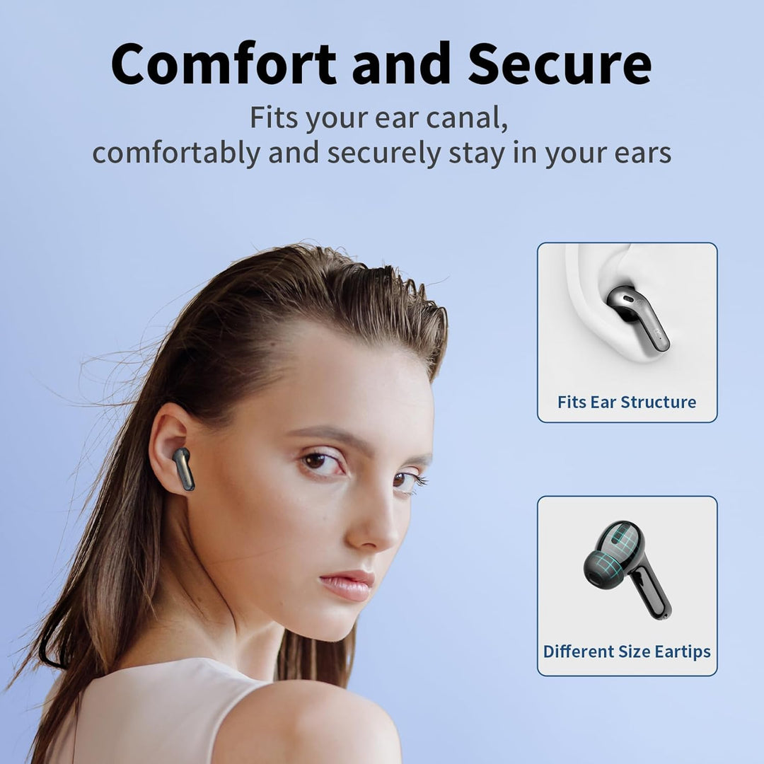 Bezprzewodowe słuchawki douszne bluetooth w eleganckim etui ładującym