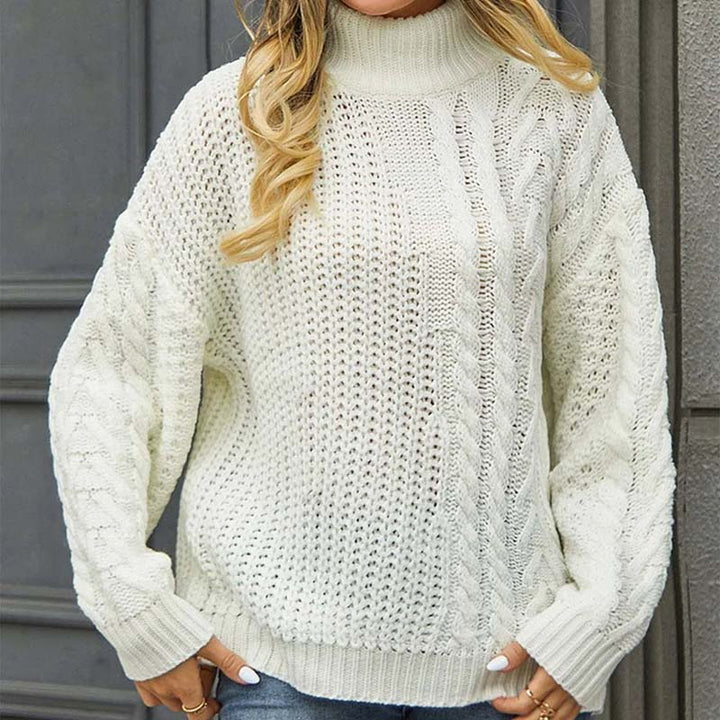 Elegancki sweter damski z wysokim golfem do pracy i na co dzień