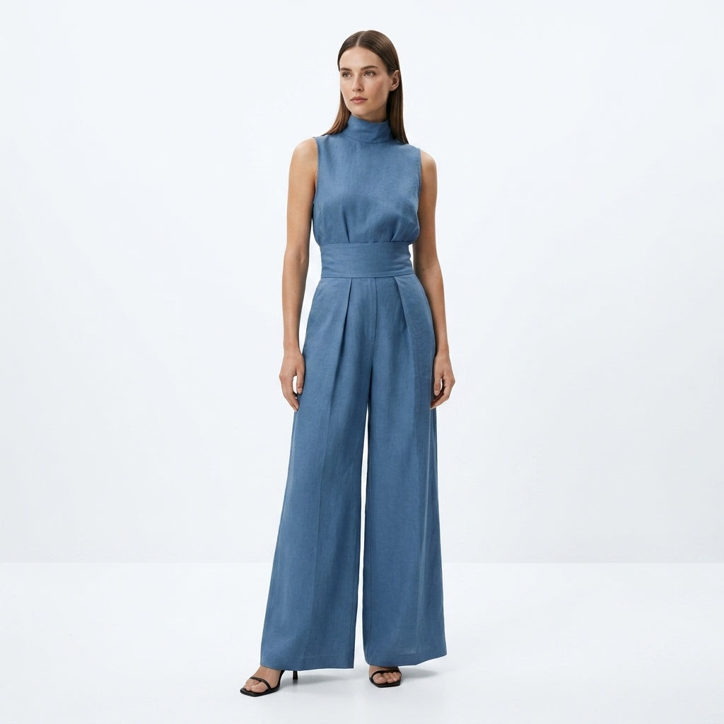 Stylowy komplet damski casualowy top i luźne szerokie spodnie