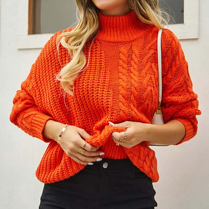 Wygodny sweter z golfem damski casualowy na chłodne dni
