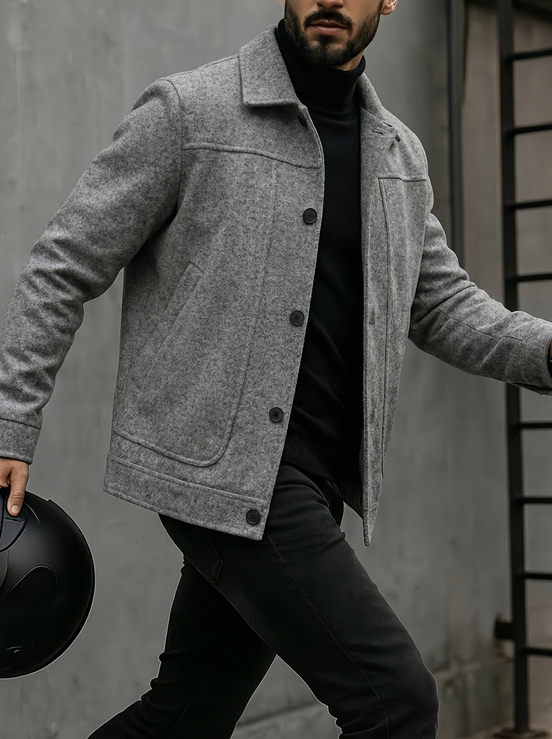 Męska kurtka w kolorze szary kosmiczny w stylu casual na co dzień