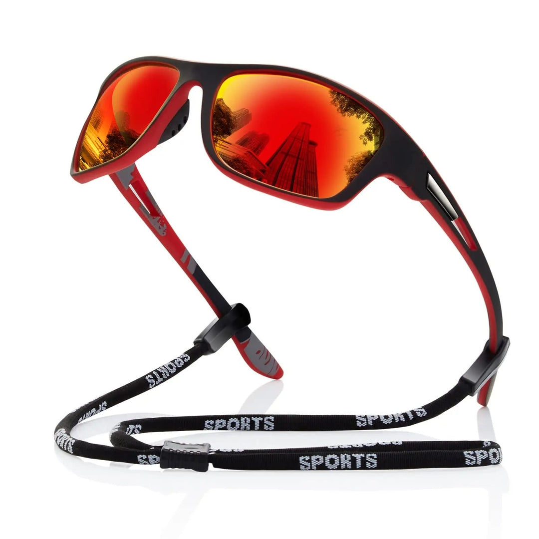 Czerwone sportowe okulary przeciwsłoneczne z polaryzacją
