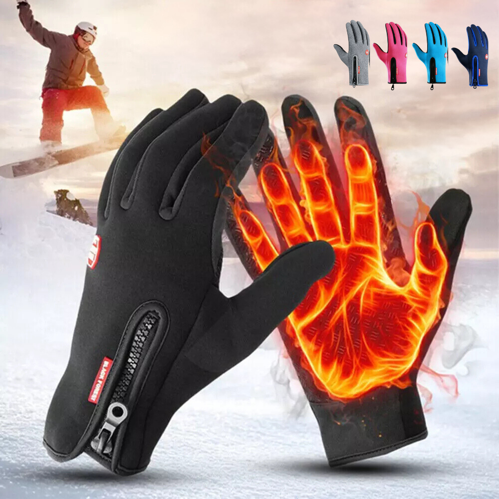 Unisexowe czarne rękawice zimowe z funkcją dotykową w plenerze