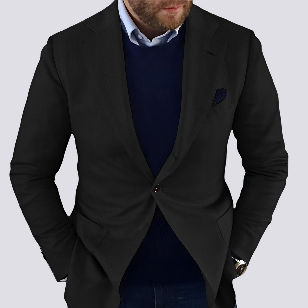 Stylowa marynarka męska smart casual z kieszonką piersiową i klapami