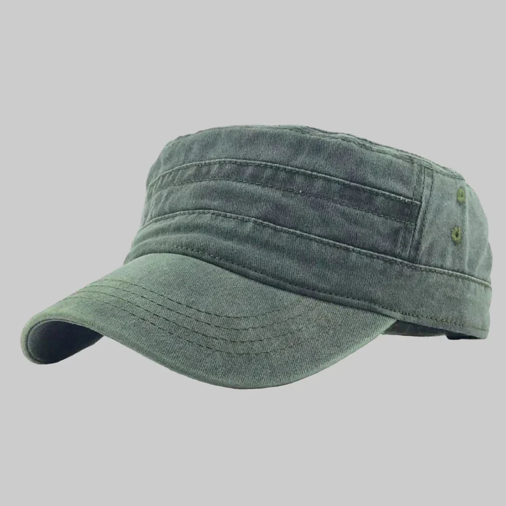 Męska czapka w stylu retro w kolorze ciemnozielonym z krótkim daszkiem