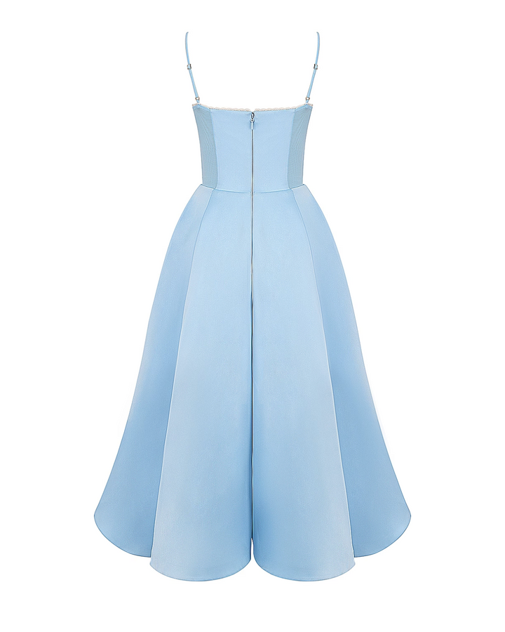 Sukienka tiulowa midi w kolorze baby blue idealna na uroczystości