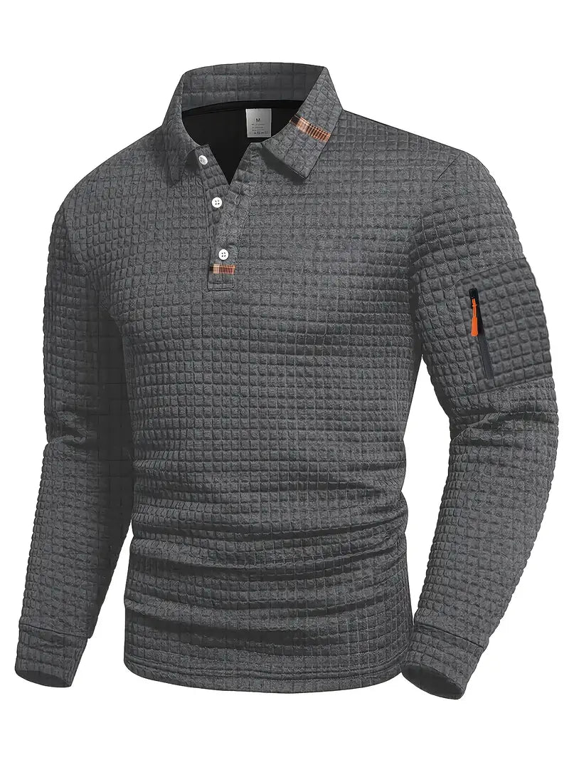 Elegancka koszulka polo męska casual w zbliżeniu na kołnierzyk
