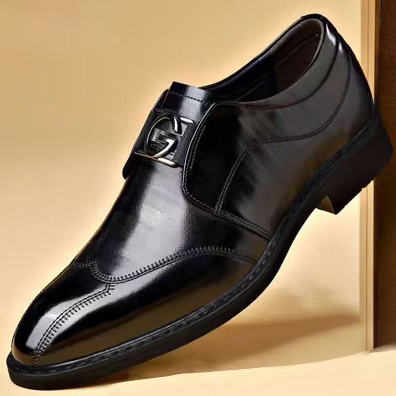 Brązowe męskie półbuty wizytowe z klamrą, eleganckie buty do garnituru