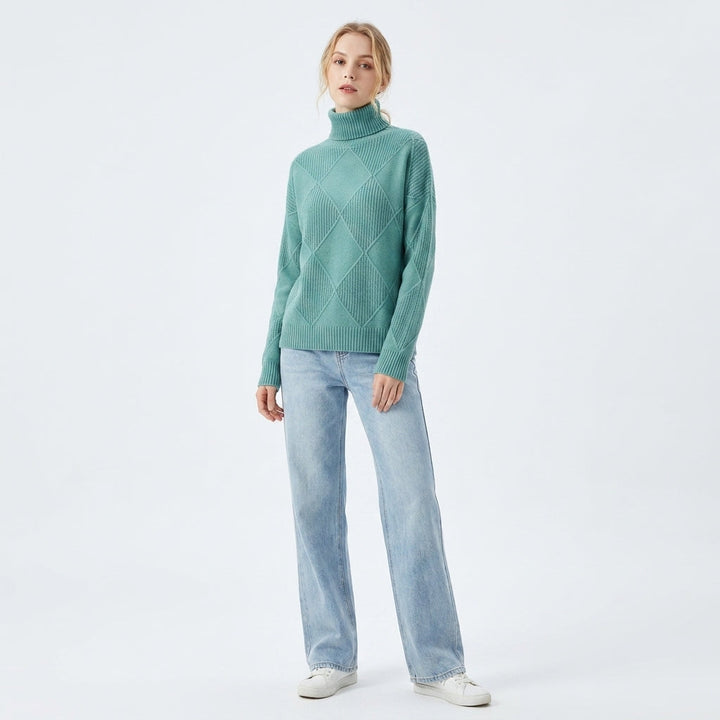Elegancki damski sweter z golfem, ciepły sweter na zimę