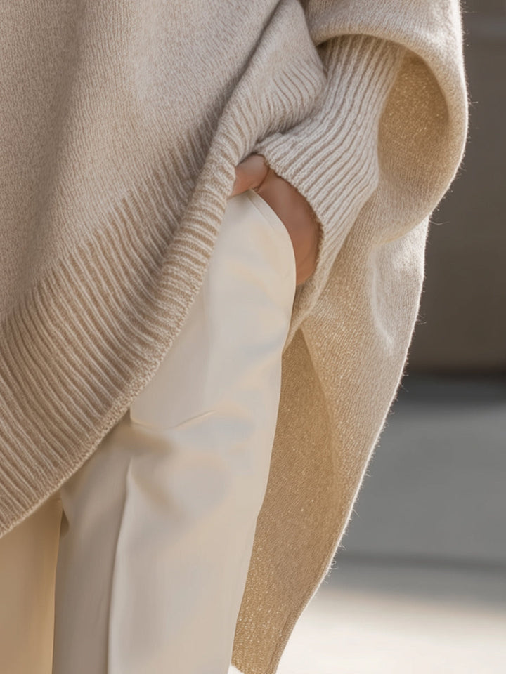 Asymetryczny sweter ponczo damskie oversize elegancja i komfort