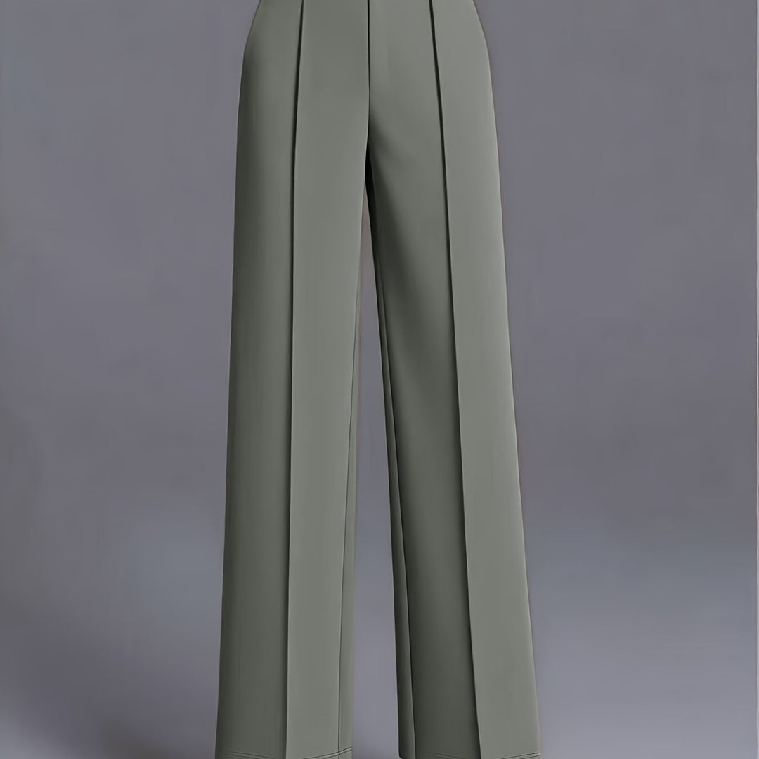 Damskie spodnie z wysokim stanem prezentowane w luźnej stylizacji