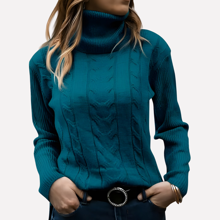 Casualowy sweter z golfem, uniwersalny element garderoby kobiecej.