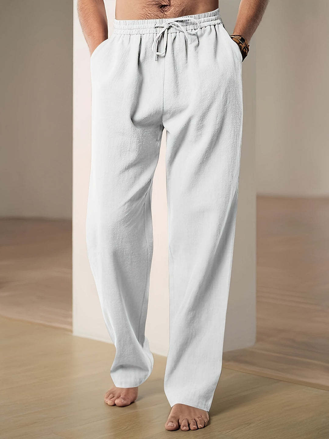 Szare spodnie męskie na lato, lekkie i przewiewne, w stylu casual