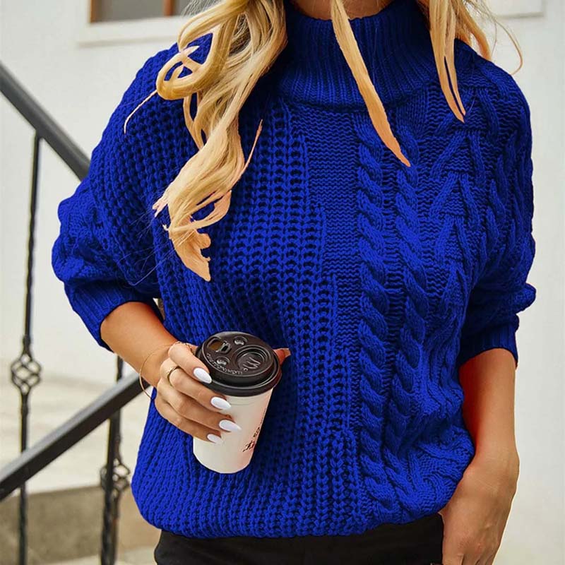 Wygodny sweter damski z golfem z gęstej dzianiny