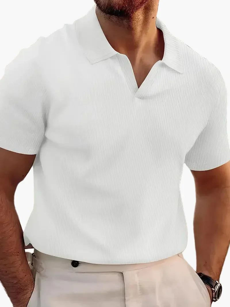 Elegancki męski t-shirt z kołnierzykiem w stylu casual