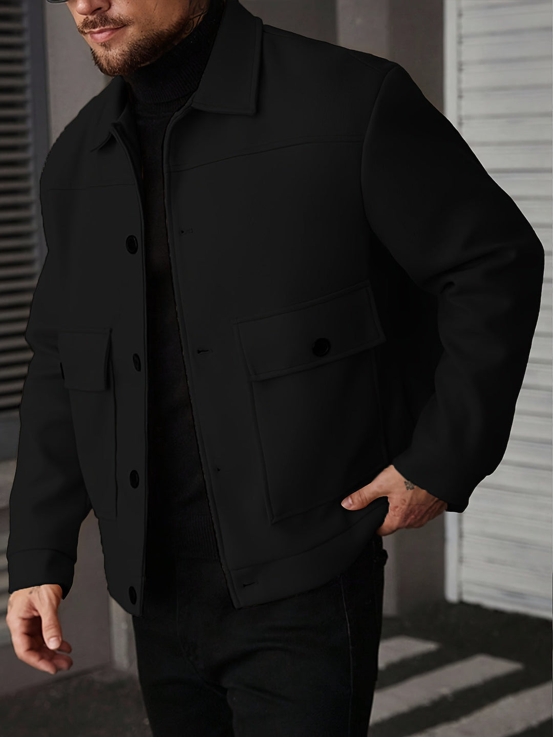Strukturalna kurtka overshirt, gotowa stylizacja męska