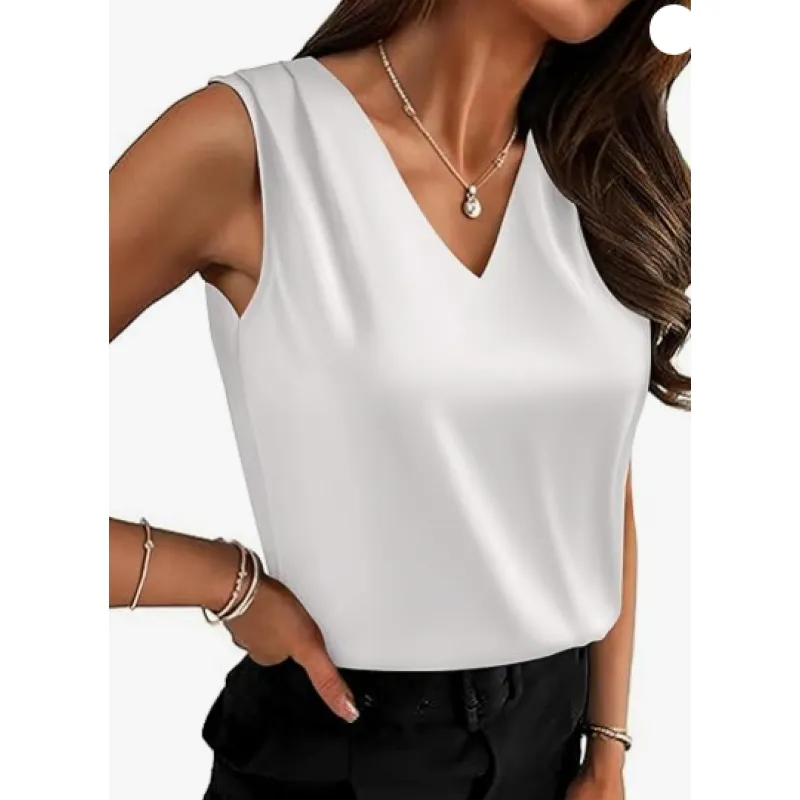 Modny damski top z dekoltem V, stylowa bluzka casual chic na co dzień