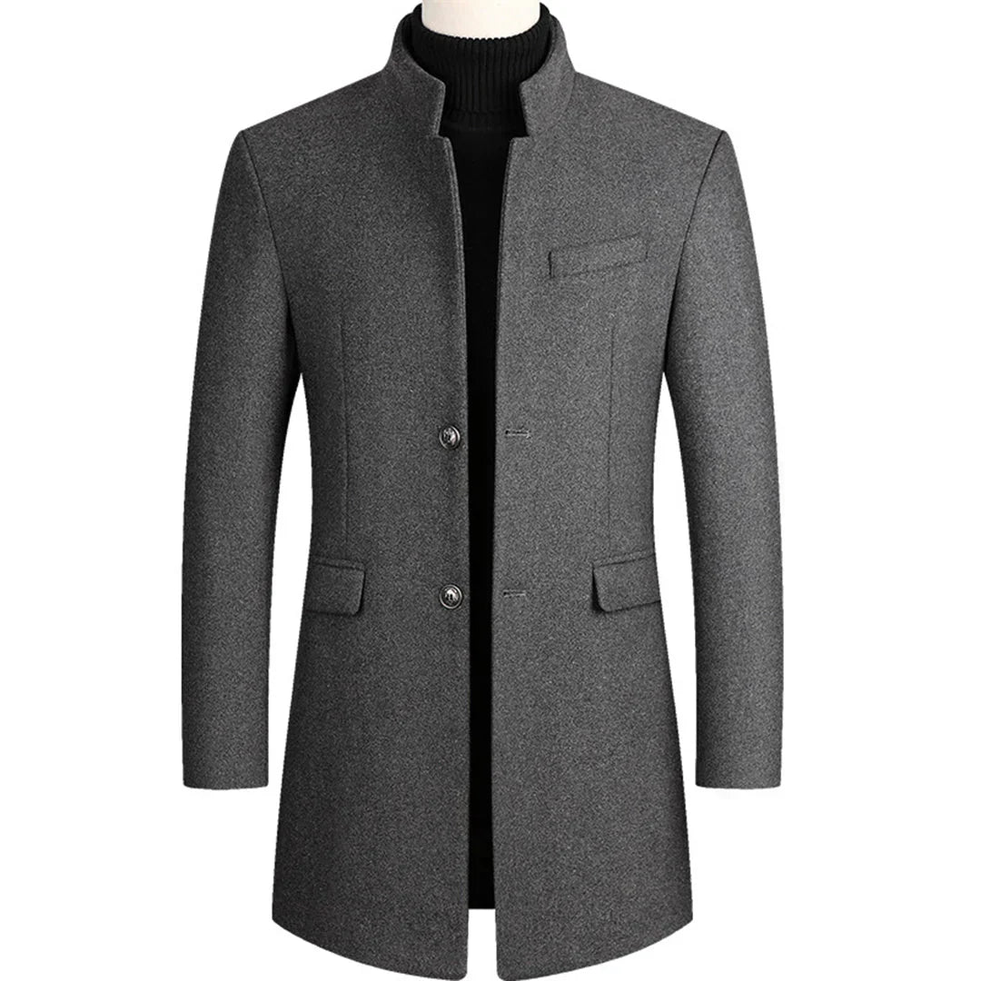 Męski długi płaszcz slim fit w kolorze szarym elegancki