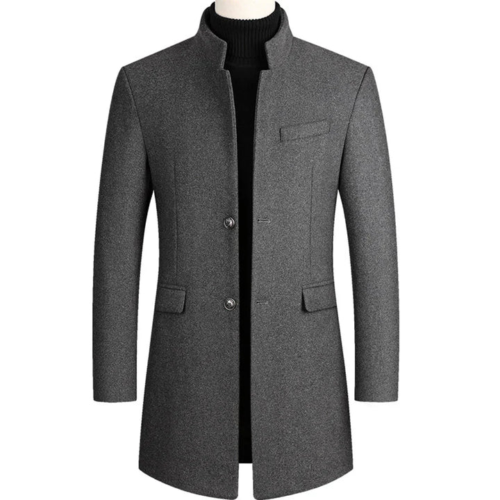 Męski długi płaszcz slim fit w kolorze szarym elegancki