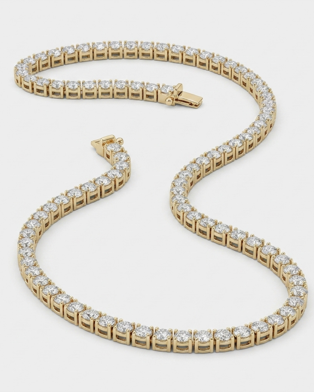 Błyszczący złoty naszyjnik męski z cyrkoniami tennis chain