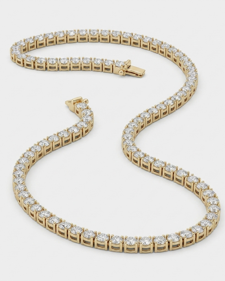 Błyszczący złoty naszyjnik męski z cyrkoniami tennis chain
