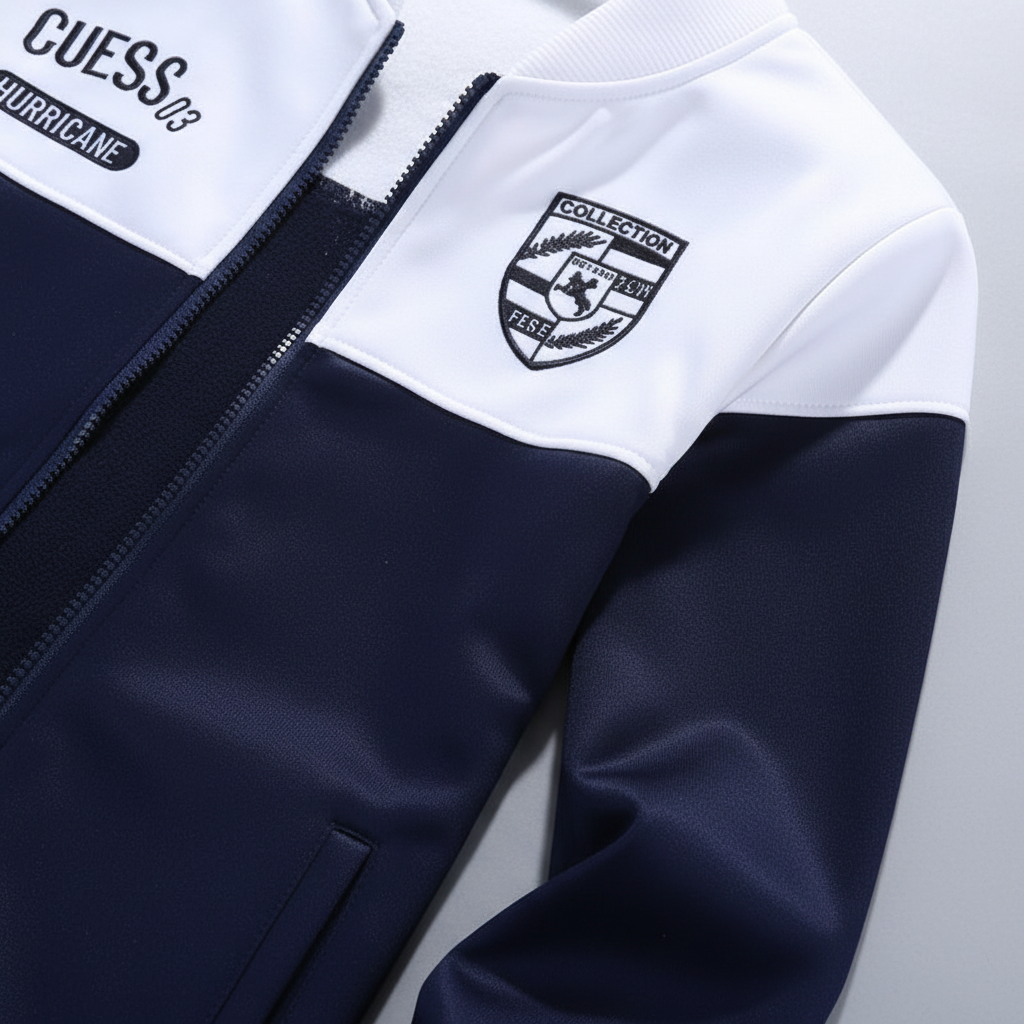 Męski dres sportowy w stylu baseballowym, widok z tyłu – komplet sportowy