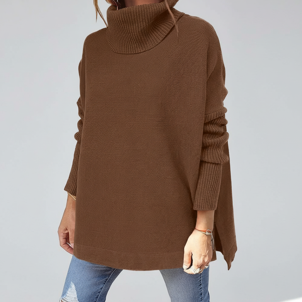Elegancki sweter damski oversize, struktura dzianiny