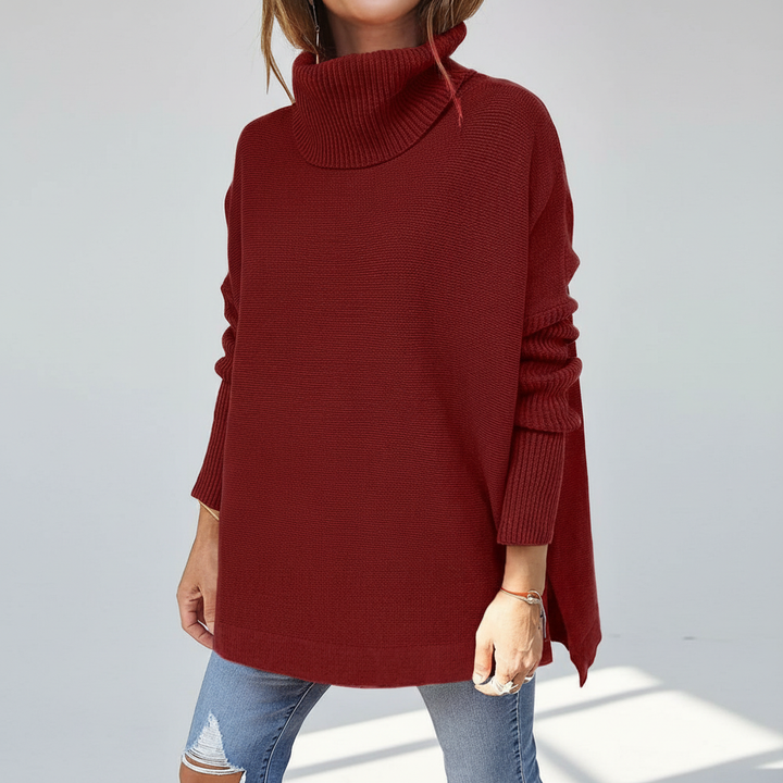 Stylowy luźny sweter damski z golfem na jesień i zimę