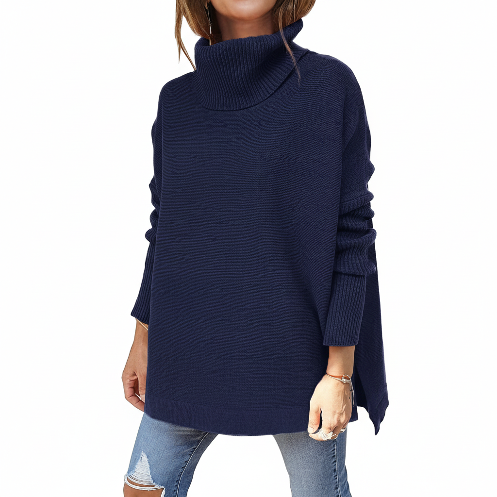 Wygodny sweter damski z wysokim golfem, styl casual