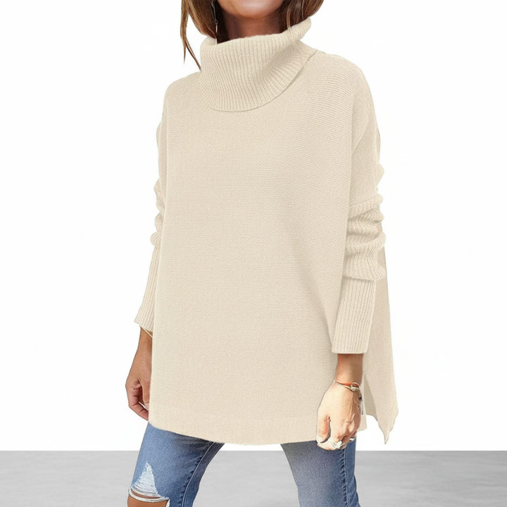 Klasyczny sweter z golfem oversize w modnym kolorze