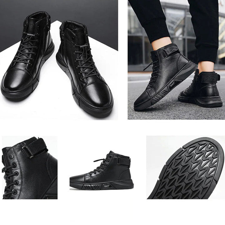Zimowe botki męskie wysokie buty ocieplane w stylu casual