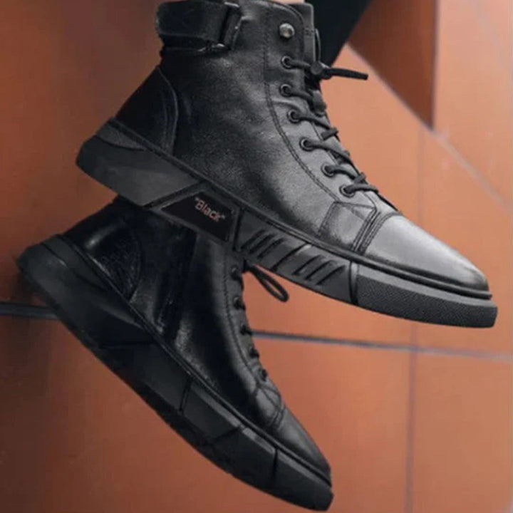 Skórzane buty męskie wysokie na zimę ocieplane botki codzienne