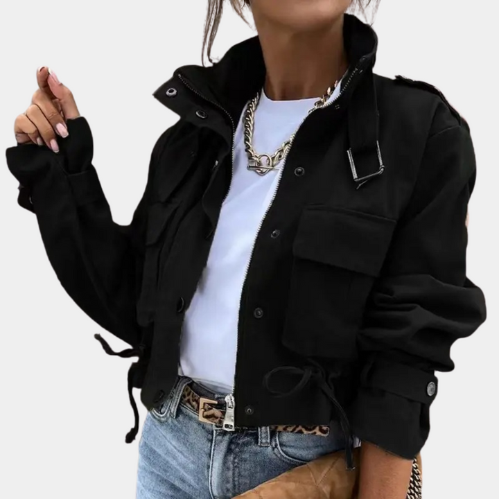Elegancka krótka kurtka damska w stylu sportowej elegancji