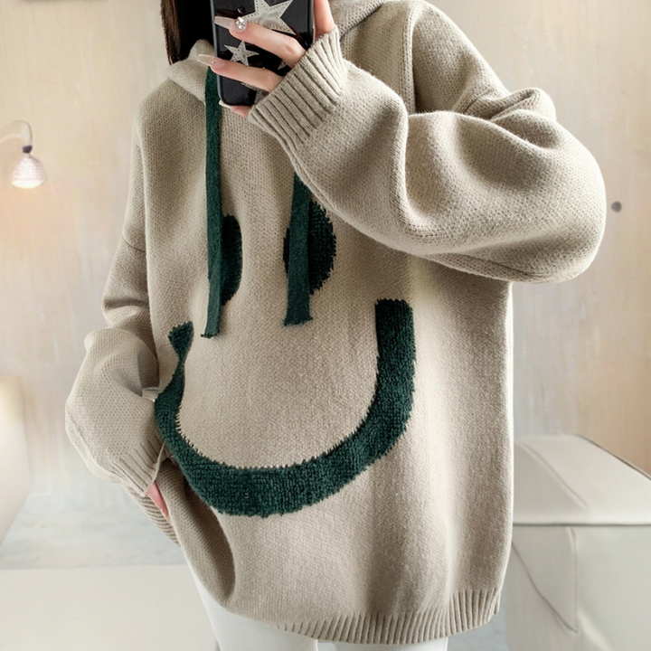 Ciepły sweter damski oversize z kapturem w jesiennym stylu