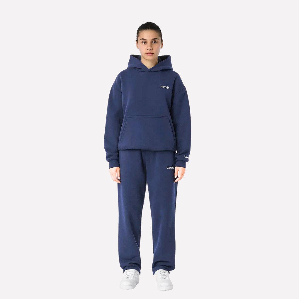 Nowoczesny dres unisex z kapturem, tył bluzy i spodnie dresowe