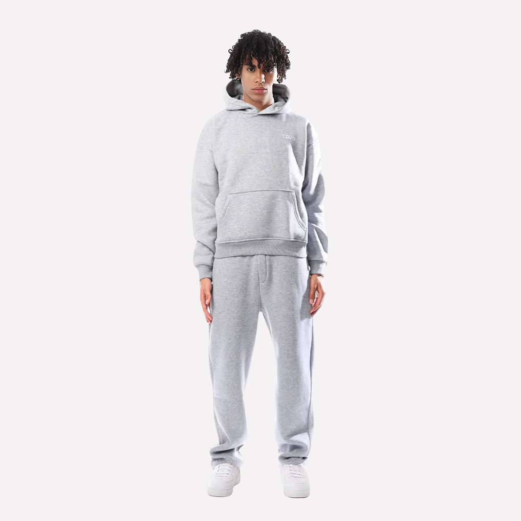 Stylowa odzież sportowa unisex, detale bluzy i spodni dresowych