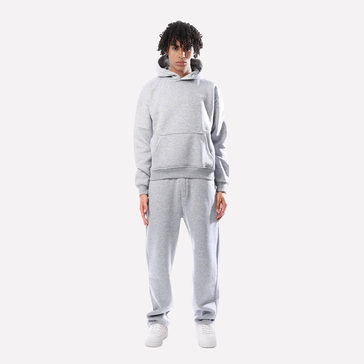 Stylowa odzież sportowa unisex, detale bluzy i spodni dresowych