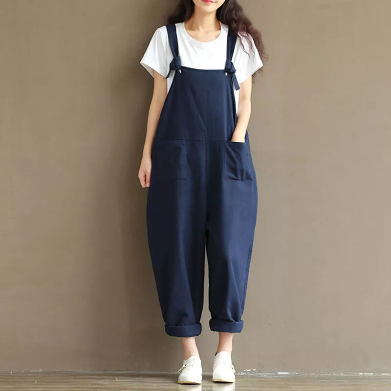 Modny kombinezon damski ogrodniczki w swobodnym stylu oversize