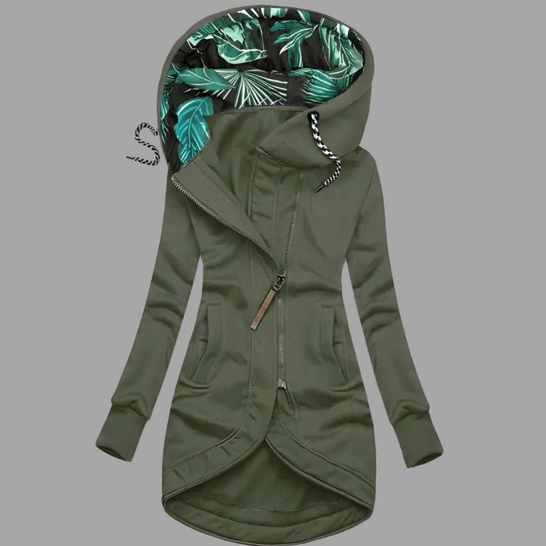 Zielona damska zimowa kurtka softshell z kapturem