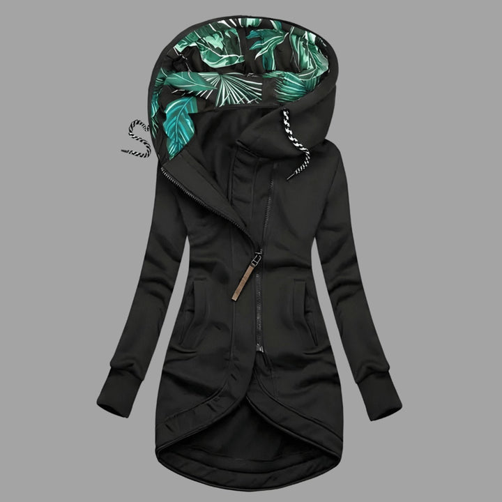 Ciepła kurtka damska softshell z kapturem, zbliżenie na materiał