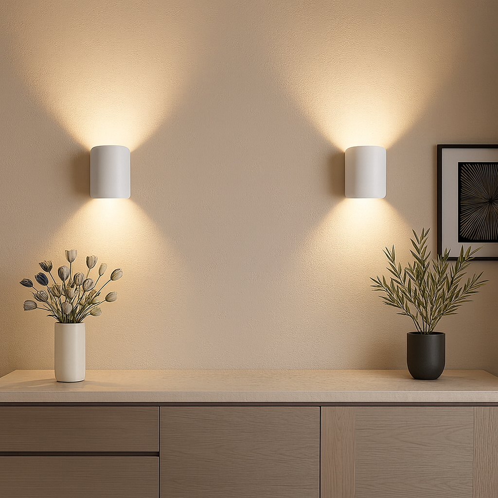 Designerska lampa ścienna LED, kinkiet do sypialni i salonu, zbliżenie