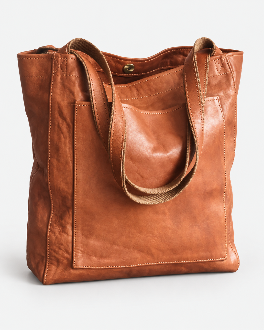 Pojemna brązowa torba shopper z widocznymi kieszeniami
